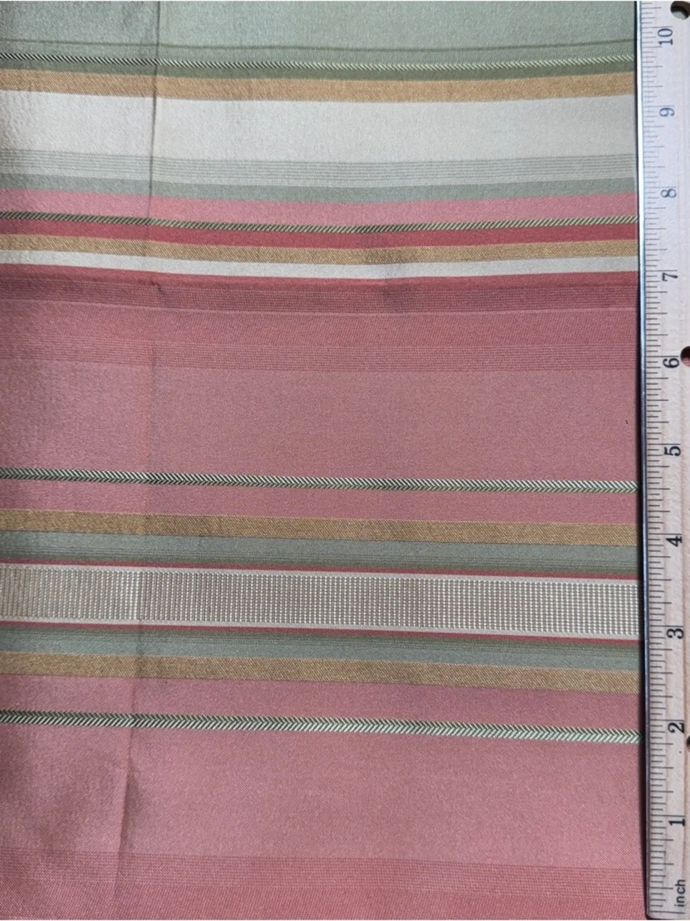 Striped Pink and Sage Woven Decorator Fabric 1 3/4 yards x 56” wide #123